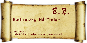 Budinszky Nándor névjegykártya